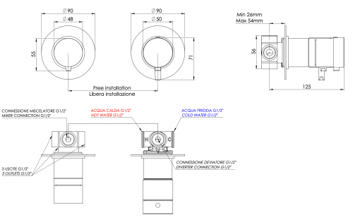 Смеситель для душа Remer X Style XT96D3 встраиваемый в стену хром с термостатом - фото 2