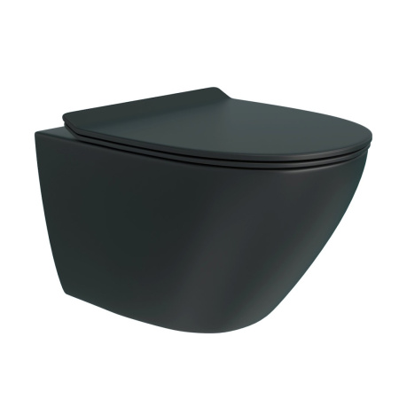 Унитаз подвесной Teymi Lina T40114 черный с сиденьем микролифт безободковый смыв торнадо