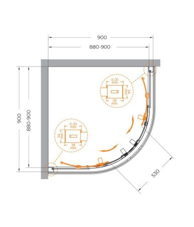 Душевой уголок Cezares RELAX 304 RELAX-304-R-2-90-C-GM 90х90 стекло прозрачное профиль оружейная сталь без поддона
