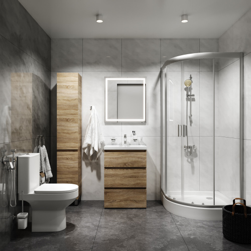 Комплект душевого уголка с поддоном с мебелью с унитазом с комплектом смесителей с душевым гарнитуром и аксессуарами Am.Pm Gem UK91SA стекло прозрачное профиль хром матовый