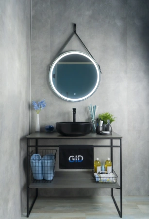 Раковина керамическая Gid Esfera 52224 40х40 накладная цвет черный без отверстий под смеситель