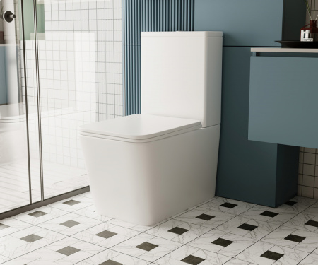 Унитаз напольный с бачком Abber Rechteck AC1210 белый с сиденьем безободковый каскадный смыв