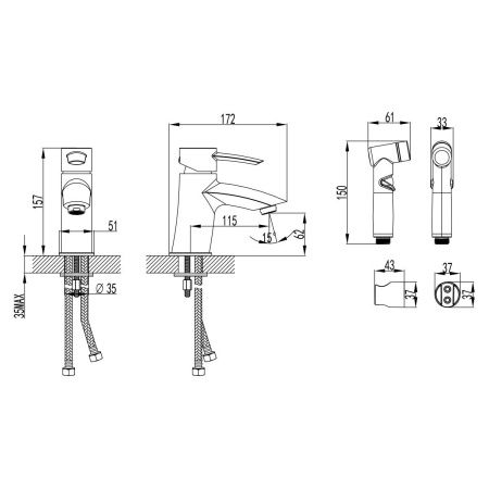Комплект: смесители для раковины и биде LeMark Atlantiss LM3216C хром