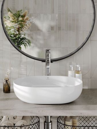 Раковина из сантехнического фарфора Orange B05-480W 50х40 накладная цвет белый