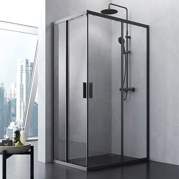 Душевой уголок Am.Pm Gem S W93G-404-120280-BT 80х120 стекло прозрачное профиль черный матовый без поддона