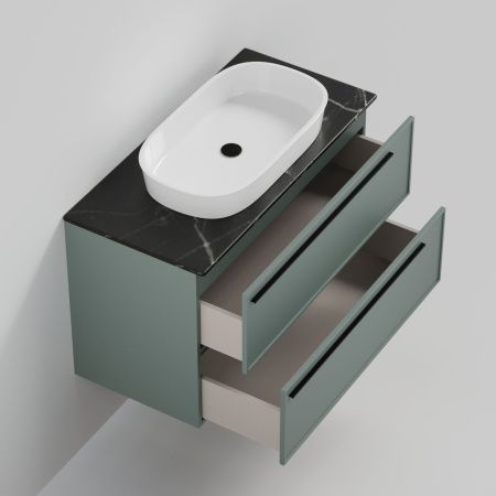 Тумба со столешницей La Fenice ELBA TWIN NFNC-01-ELB-G-100-2-3-GB 100х50 подвесная цвет синий/серый