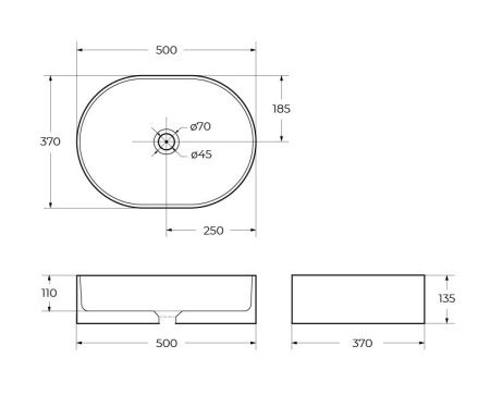 Раковина из сантехнического фаянса BelBagno BB1483 50х40 накладная цвет белый без отверстий под смеситель