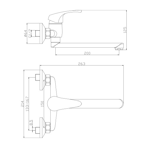 Смеситель для кухни WesnaArt Luch LUC15-190 настенный хром - фото 2