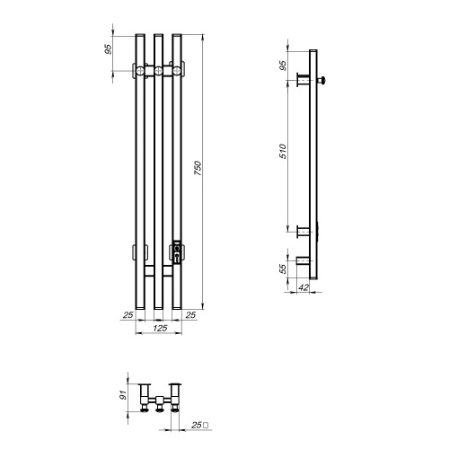 Полотенцесушитель Тругор Вектор Пэк сп ПэкВекткв3_75х12,5черВГП 13х75 электрический черный - фото 2