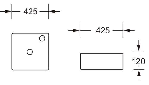 Раковина из сантехнического фарфора MILLEAU MIEL MU0082-GW 43х43 накладная цвет белый глянцевый 1 отверстие под смеситель - фото 2