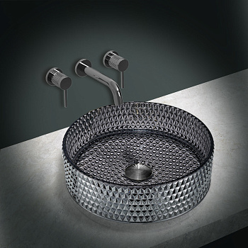 Раковина стеклянная Vincea VBS-5GL03 40х40 накладная цвет черный без отверстий под смеситель