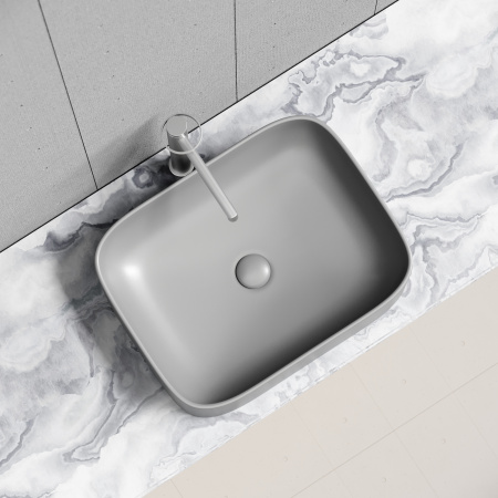 Раковина из сантехнического фарфора Ceramica Nova ELEMENT CN6052MH 51х38 накладная цвет антрацит матовый без отверстий под смеситель