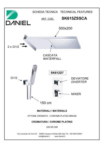 Душевая система Daniel Skyline SK615ZSSCA-15 встраиваемая цвет черный матовый - фото 2