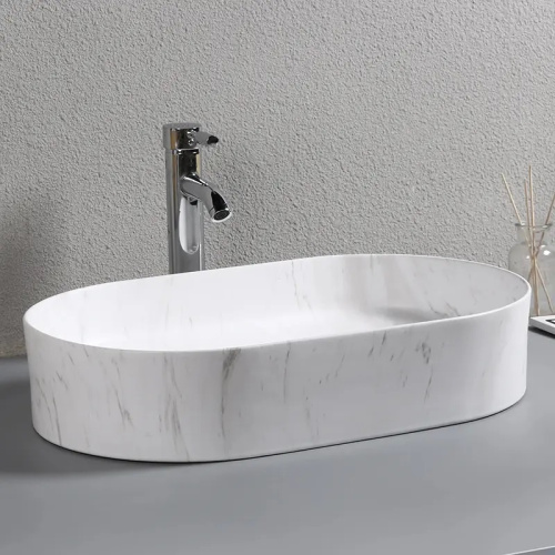 Раковина из сантехнического фарфора Cerutti SPA CR0055B MMW1 50х35 накладная цвет мрамор матовый белый - фото 2