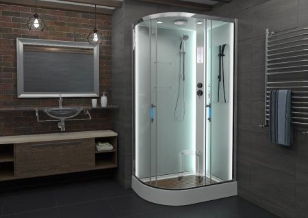 Душевая кабина AvaCan A102RLED 120х80 асимметричная с крышей ориентация правая
