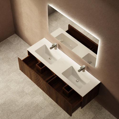 Тумба с раковиной ArtDecco Camilla (Камилла) ACM15W22D200 150x45x40 подвесная цвет черный орех - фото 3