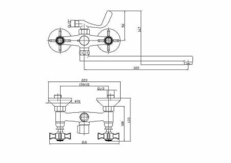 Смеситель для ванны и душа Haiba HB24 HB2224 настенный хром