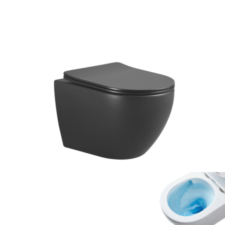 Унитаз подвесной Gid Tornado 62261Y черный матовый с сиденьем микролифт безободковый смыв торнадо