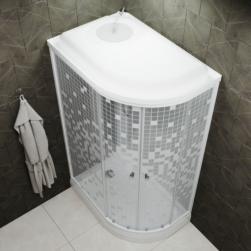 Душевой уголок Тритон Коралл Щ0000064128 120х80 стекло прозрачное с рисунком профиль белый без поддона - фото 3