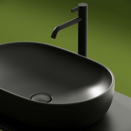 Раковина из сантехнического фарфора Ceramica Nova ELEMENT CN6047MDH 60х40 накладная цвет черный без отверстий под смеситель