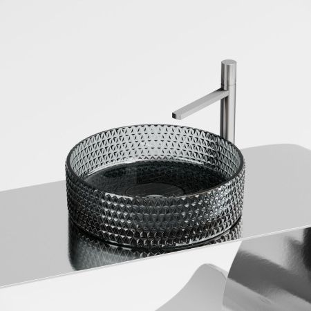 Раковина стеклянная Ceramica Nova CRISTAL CN6060 40х40 накладная цвет черный без отверстий под смеситель