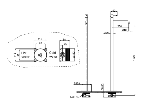 Смеситель Boheme Uno 107-MG напольный хром - фото 2