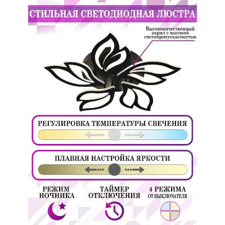 Люстра потолочная Natali Kovaltseva Sand (Санд) HIGH-TECH LED LAMPS 82006 BLACK