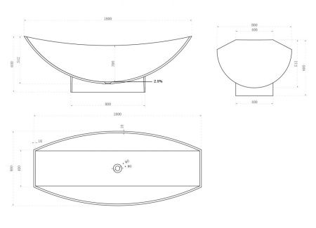 Ванна из искусственного камня Abber Stein AS9610 180х80 отдельностоящая прямоугольная с ножками