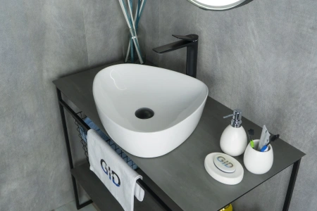 Раковина керамическая Gid Creativo 51139 50х40 накладная цвет белый без отверстий под смеситель