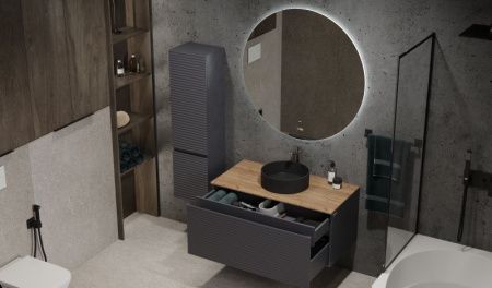 Тумба под раковину Jorno COSSETY Coss.01.100/P/A-DZ/JR 100х50 подвесная цвет черный