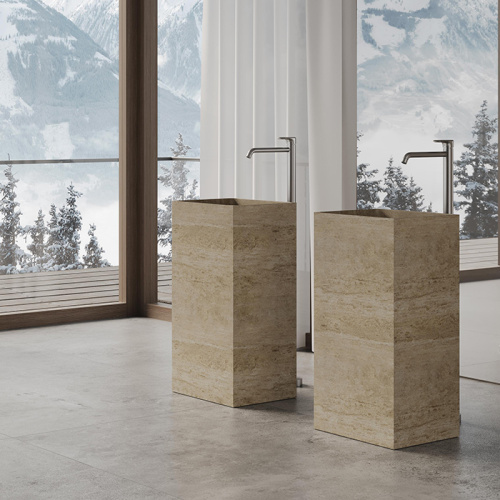 Раковина из искусственного камня Dea Design Marble DD1544 450 TR 50х40 напольная цвет бежевый без отверстий под смеситель - фото 2