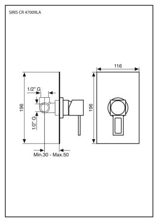 Смеситель Emmevi Siris 47009LA/CR встраиваемый в стену хром