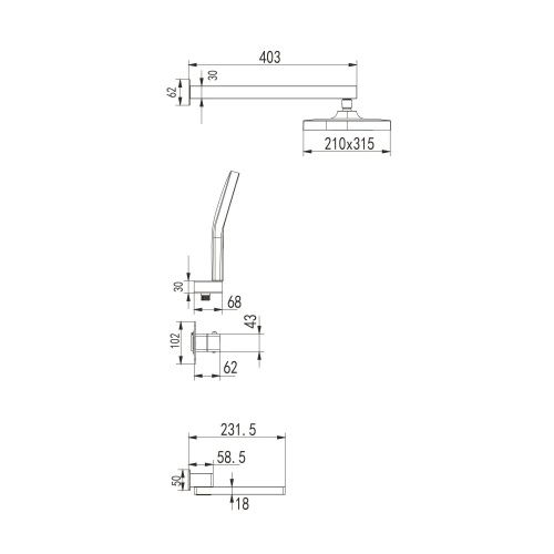 Душевая система Rose R1095T встраиваемая в стену цвет пепельный с термостатом - фото 3