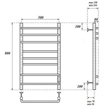 Полотенцесушитель электрический Point Сатурн PN90858 55х80 хром