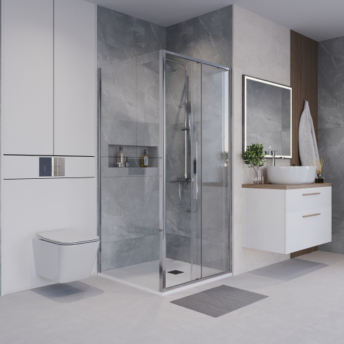 Душевой уголок Niagara Nova NG-64-9A-A90-34 90х90 стекло прозрачное профиль хром глянцевый без поддона - фото 3