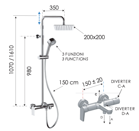 Душевая стойка Remer Dream D34AUFD20 настенная цвет хром