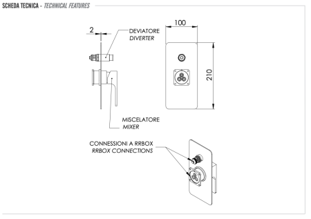 Смеситель для душа Remer Absolute AU09KBCFP встраиваемый в стену черный