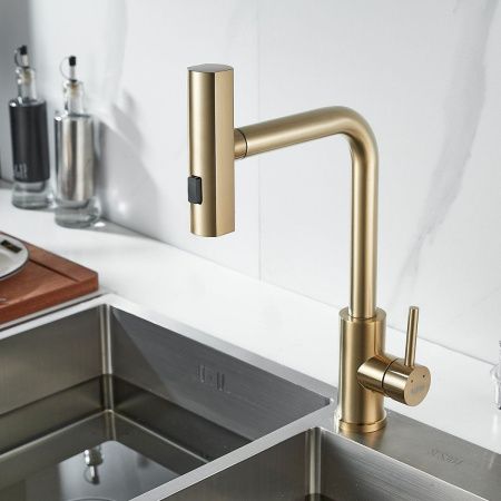 Смеситель для кухни Raffine F203G на мойку золото