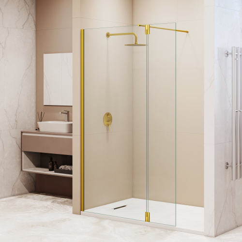 Душевая перегородка RGW Walk In 351005143-16 140х195 стекло прозрачное профиль золото глянцевое - фото 2