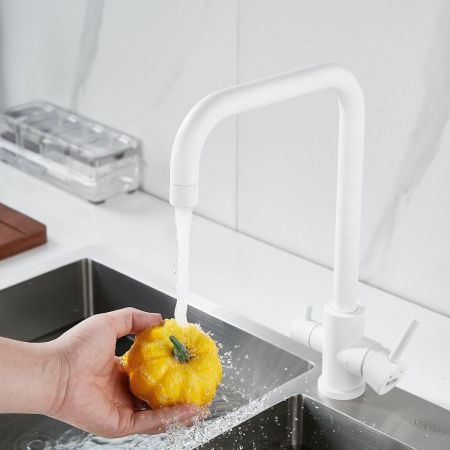 Смеситель для кухни Raffine F118C на мойку белый