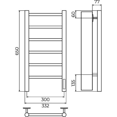 Полотенцесушитель электрический Terminus 4670078541826 35х65 хром