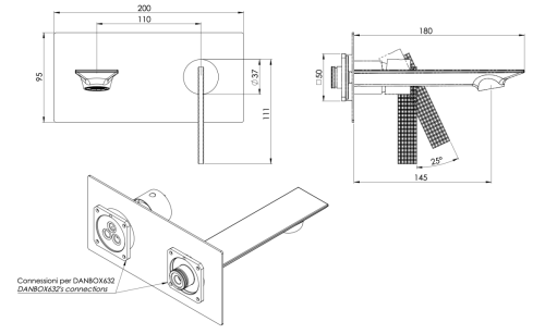 Смеситель для раковины Daniel Club ANC632KBXV встраиваемый в стену нержавеющая сталь - фото 2