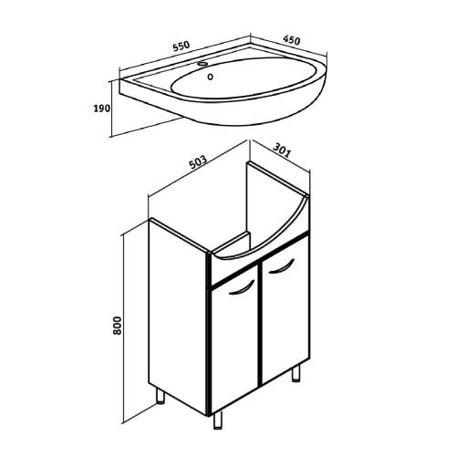 Тумба под раковину Runo Уют 00000000066 50х30 напольная цвет белый - фото 3