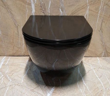 Унитаз подвесной CeramaLux 2196-18 черный с сиденьем микролифт безободковый каскадный смыв