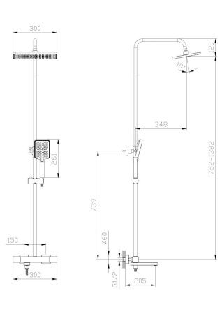 Душевая стойка Rush ST4235-60 настенная цвет хром