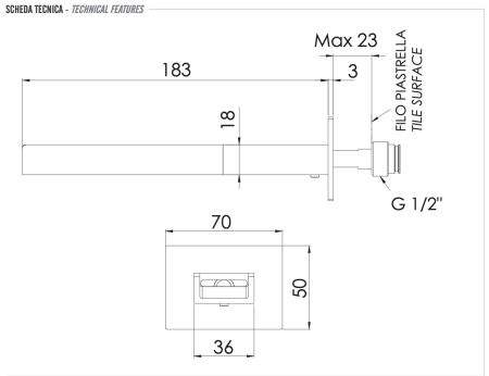 Излив Remer Qubika Cascata 91QC настенный хром