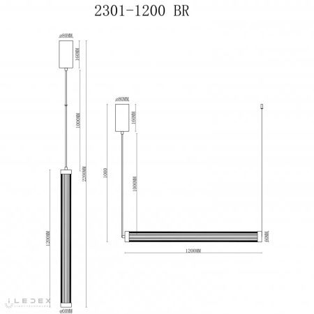 Светильник подвесной iLedex Rocks (Роцкс) 2301-1200 BR