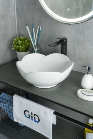 Раковина керамическая Gid Esfera 51162 40х40 накладная цвет белый без отверстий под смеситель
