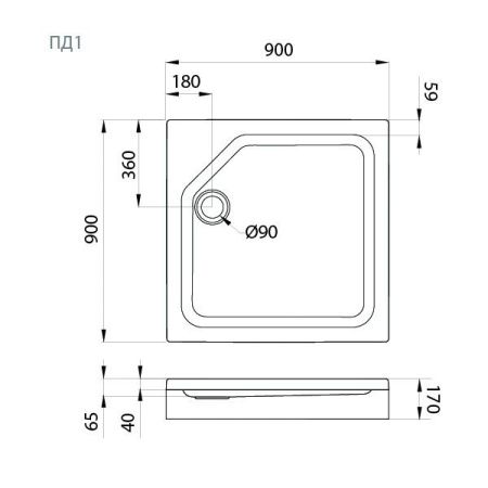 Душевой поддон акриловый Тритон Щ0000004026 90х90 белый с каркасом