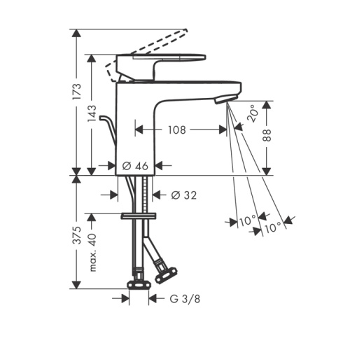 Смеситель Hansgrohe Vernis Blend 71585670 на раковину черный - фото 2
